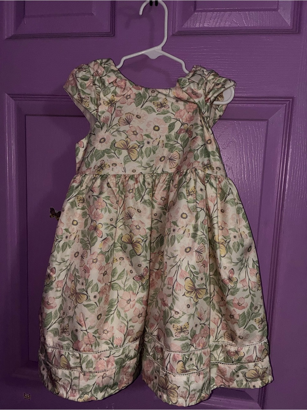 Girls Floral Pink and Green Party Dress